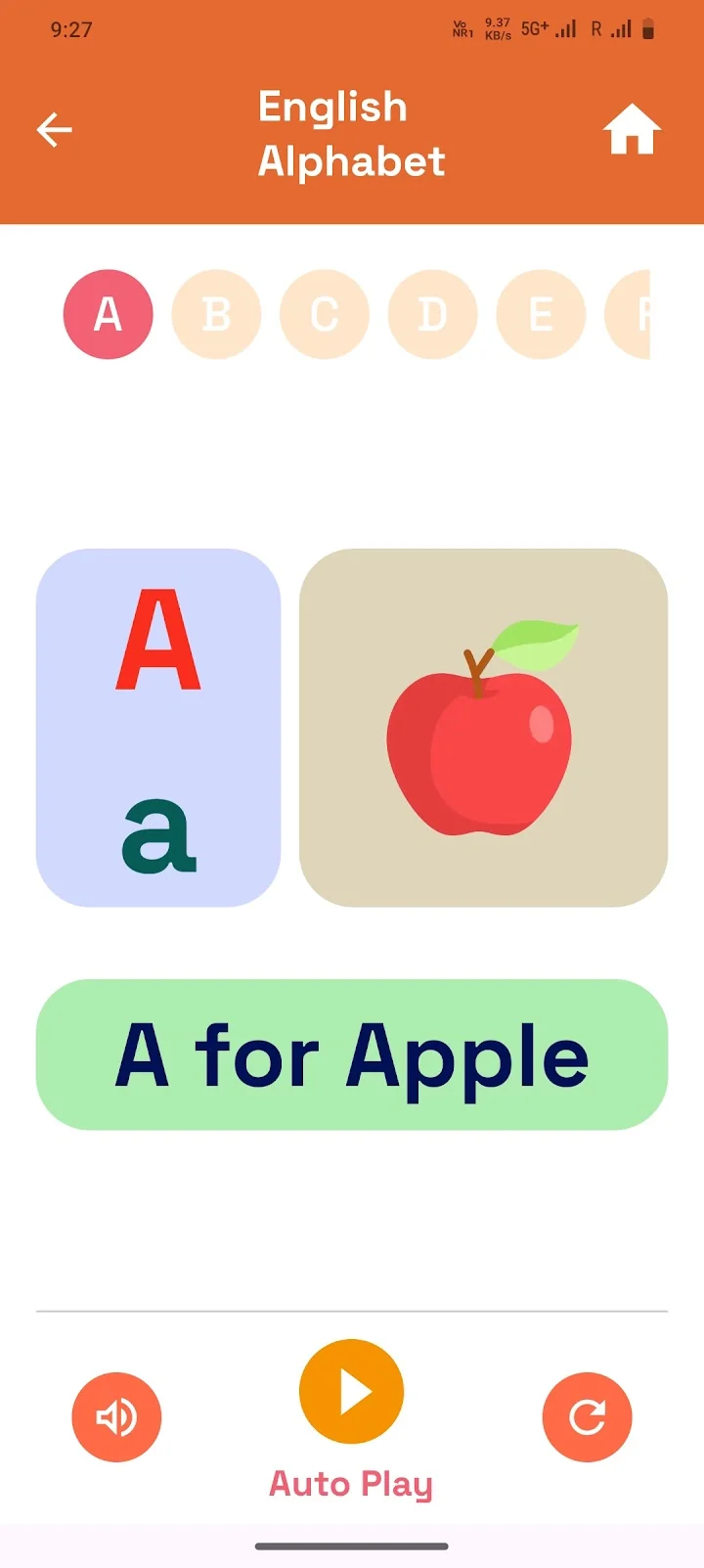 English alphabet learning in BabyGyan